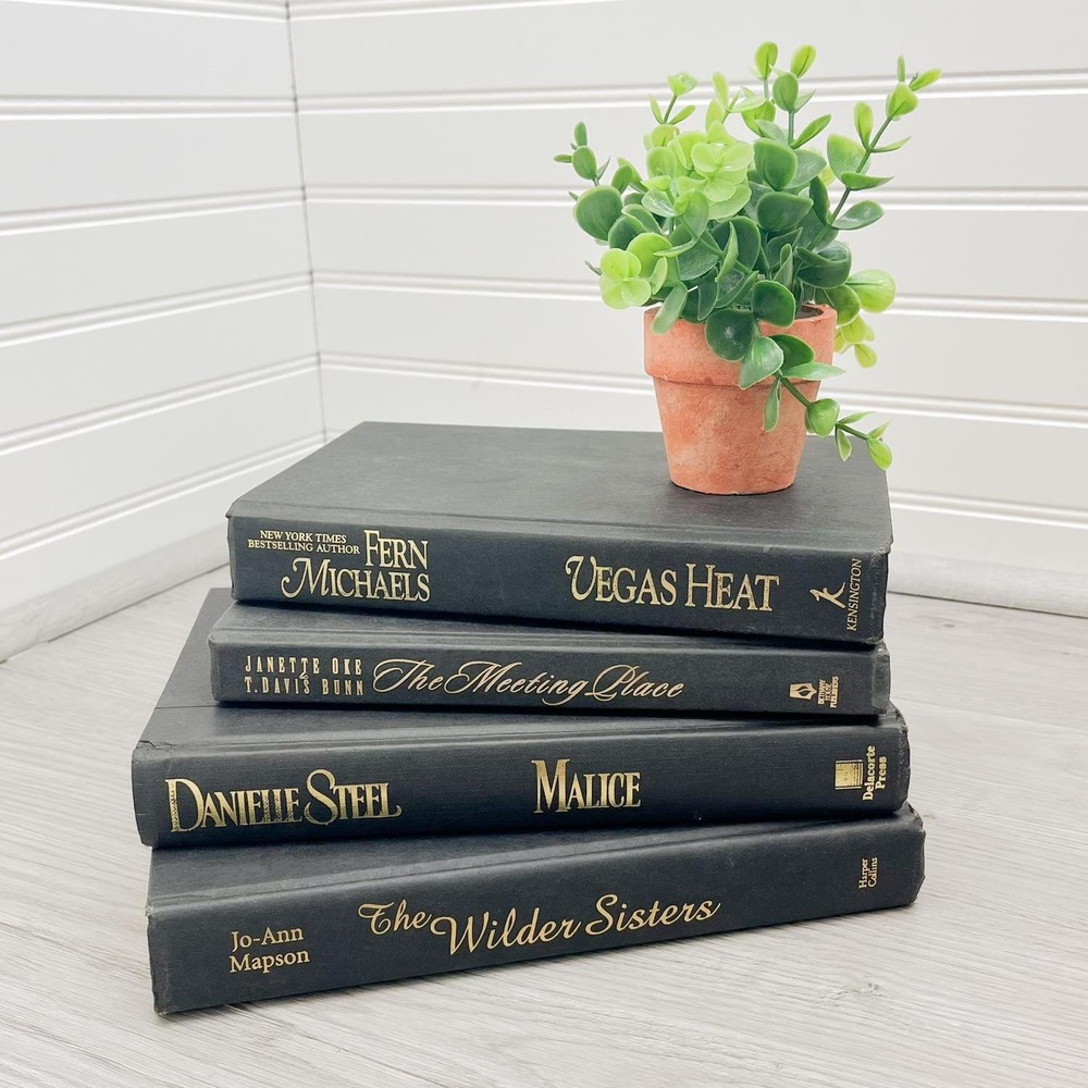 Black & Gold Decorative Book Stack:‎ Goth Bookshelf Decor